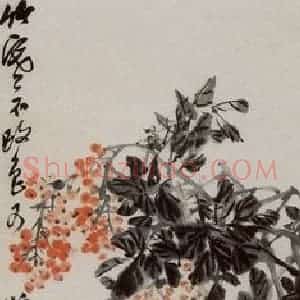 1947年 吴茀之《天竺》国画花鸟作品图片赏析