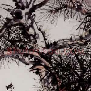 1954年 吴茀之《晚翠》国画花鸟作品图片赏析