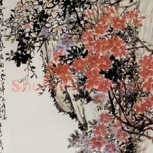 1962年 吴茀之《云霞影里凤梳翎》国画花鸟作品图片赏析