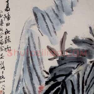1960年 吴茀之《夏障日秋听雨》国画花鸟作品图片赏析