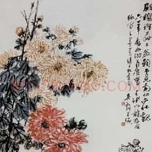 1961年 吴茀之《殿秋壮观》国画花鸟作品图片赏析