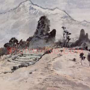 1977年 宗其香《尧山积雪》国画山水作品图片赏析