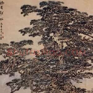 1977年 宗其香《旭日劲松》国画综合作品图片赏析