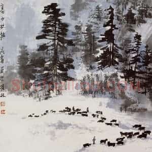 1977年 宗其香《高山放牧》国画综合作品图片赏析