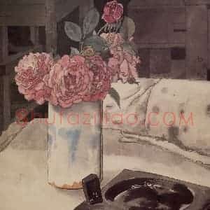 1944年 宗其香《我的课桌》国画综合作品图片赏析