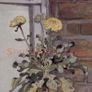 1946年 宗其香《金盏花》国画花鸟作品图片赏析