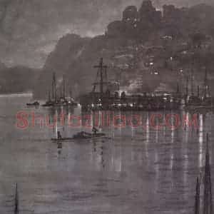 1946年 宗其香《重庆夜》国画山水作品图片赏析