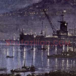 1955年 宗其香《重庆港之夜》国画综合作品图片赏析