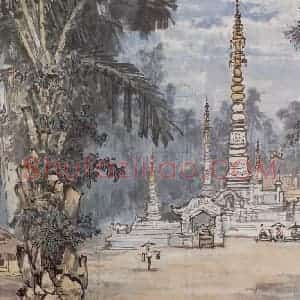 1959年 宗其香《寺前小集》国画综合作品图片赏析