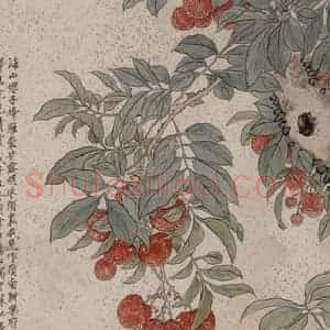 李凤公《荔枝图轴》国画花鸟工笔作品图片赏析