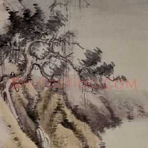 黄少梅《抚琴图轴》国画人物工笔作品图片赏析