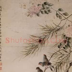 刘醴平《花鸟图轴》国画花鸟工笔作品图片赏析