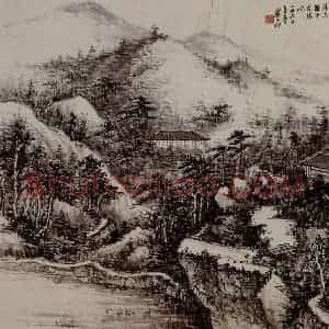 卢子枢《明珠楼图横轴》国画山水写意作品图片赏析