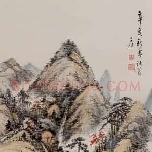 卢子枢《山水图轴》国画山水写意作品图片赏析