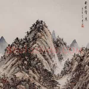 卢子枢《秋峦耸秀图轴》国画山水写意作品图片赏析
