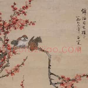 邓白《梅花图轴》国画花鸟兼工带写作品图片赏析