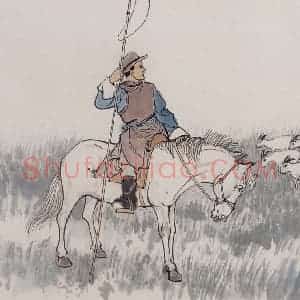 约20世纪50年代 陆俨少《摹陈洪绶人物》国画人物作品图片赏析