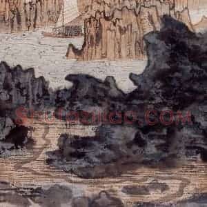 1957年 陆俨少《杜甫诗意册》国画山水作品图片赏析
