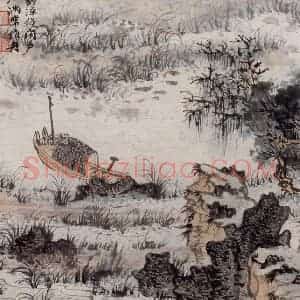 1957年 陆俨少《杜甫诗意册》国画山水作品图片赏析