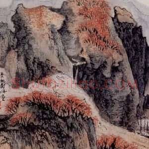 1957年 陆俨少《杜甫诗意册》国画山水作品图片赏析