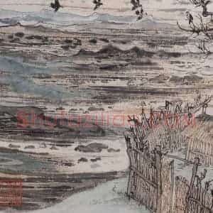 1957年 陆俨少《杜甫诗意册》国画山水作品图片赏析