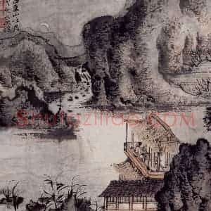 1957年 陆俨少《杜甫诗意册》国画山水作品图片赏析