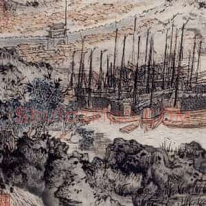 1957年 陆俨少《杜甫诗意册》国画山水作品图片赏析