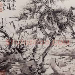 1957年 陆俨少《杜甫诗意册》国画山水作品图片赏析