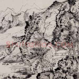 约1957年 陆俨少《杜甫诗意册》国画山水作品图片赏析