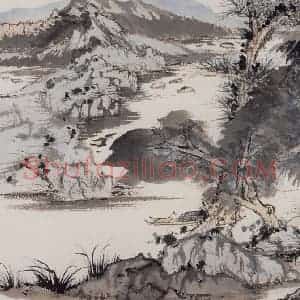 约1957年 陆俨少《杜甫诗意册》国画山水作品图片赏析