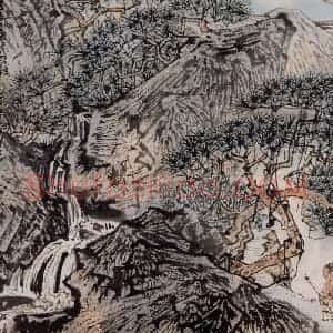 约1957年 陆俨少《杜甫诗意册》国画山水作品图片赏析