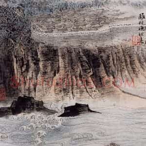 1959年 陆俨少《杜甫诗意图百开册》国画山水作品图片赏析