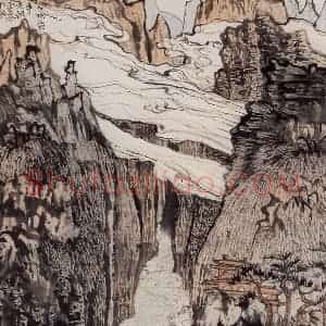 1962年 陆俨少《杜甫诗意图百开册》国画山水作品图片赏析