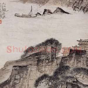 1962年 陆俨少《杜甫诗意图百开册》国画山水作品图片赏析