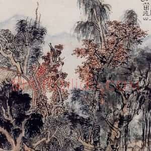 1962年 陆俨少《杜甫诗意图百开册》国画山水作品图片赏析