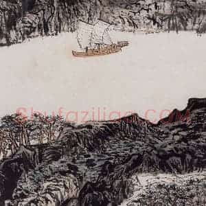 1962年 陆俨少《杜甫诗意图百开册》国画山水作品图片赏析