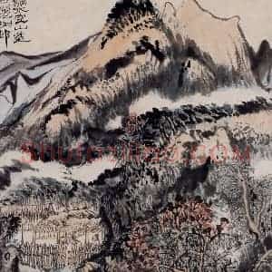 1962年 陆俨少《杜甫诗意图百开册》国画山水作品图片赏析