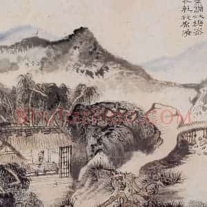 1962年 陆俨少《杜甫诗意图百开册》国画山水作品图片赏析