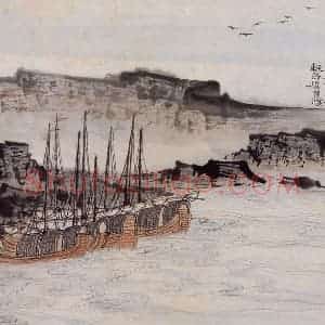 1962年 陆俨少《杜甫诗意图百开册》国画山水作品图片赏析