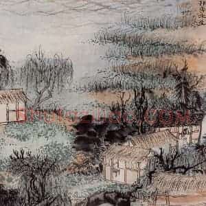 1962年 陆俨少《杜甫诗意图百开册》国画山水作品图片赏析