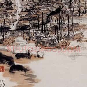 1962年 陆俨少《杜甫诗意图百开册》国画山水作品图片赏析