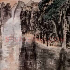 1962年 陆俨少《杜甫诗意图百开册》国画山水作品图片赏析
