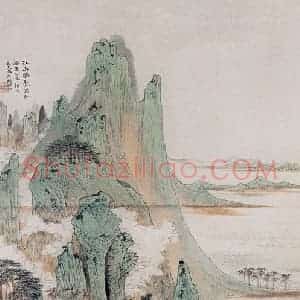 1955年 陆俨少《江山胜览》国画山水作品图片赏析