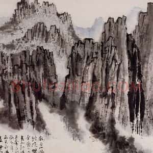 1963年 陆俨少《雁荡观音峰》国画山水作品图片赏析