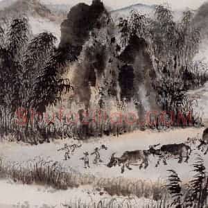 1965年 陆俨少《河山小景册》国画山水作品图片赏析