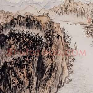 20世纪60年代 陆俨少《杜甫诗意图百开册》国画山水作品图片赏析