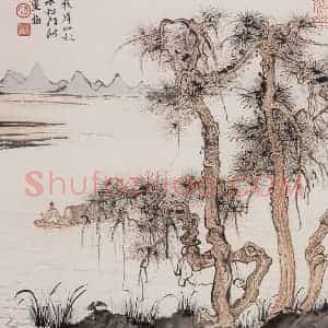 20世纪60年代 陆俨少《杜甫诗意图百开册》国画山水作品图片赏析