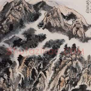 20世纪60年代 陆俨少《杜甫诗意图百开册》国画山水作品图片赏析