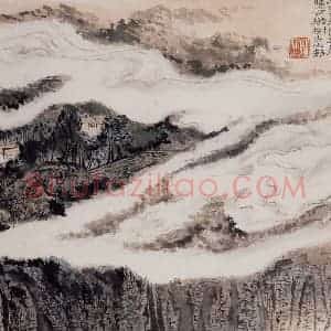 20世纪60年代 陆俨少《杜甫诗意图百开册》国画山水作品图片赏析