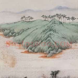 20世纪60年代 陆俨少《农家山景》国画山水作品图片赏析